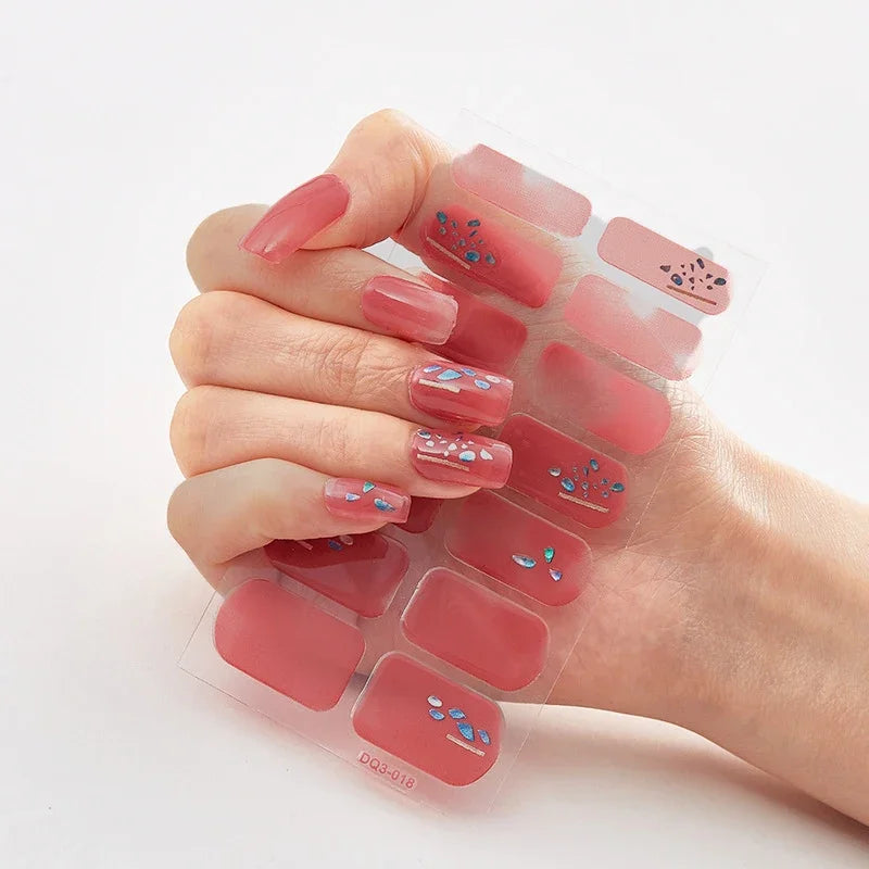 Transform Your Nails with UV Semi-Cured Gel Nail Wraps - Long-Lasting French Full Cover Stickers for Stunning Nail Extensions