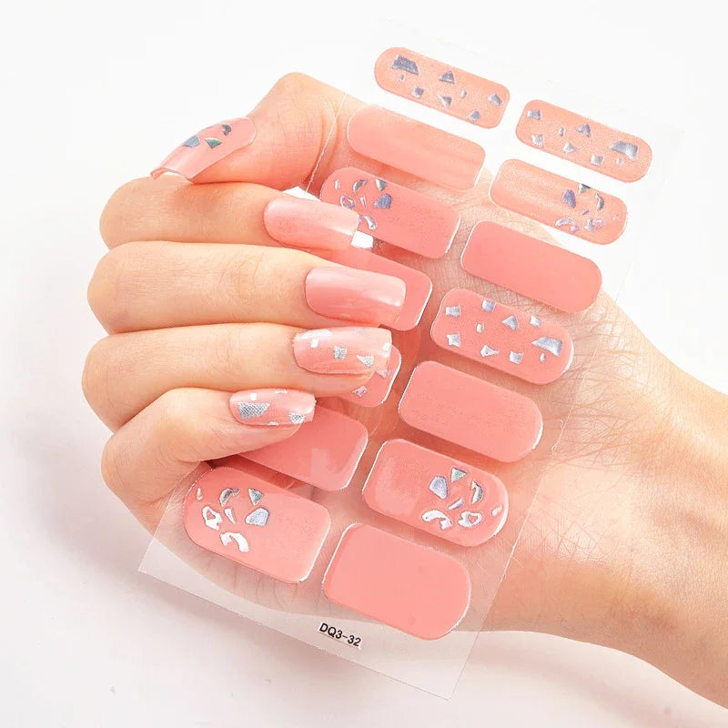 Transform Your Nails with UV Semi-Cured Gel Nail Wraps - Long-Lasting French Full Cover Stickers for Stunning Nail Extensions