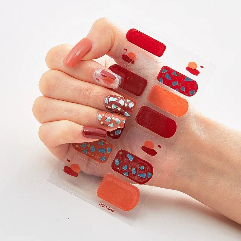 Transform Your Nails with UV Semi-Cured Gel Nail Wraps - Long-Lasting French Full Cover Stickers for Stunning Nail Extensions