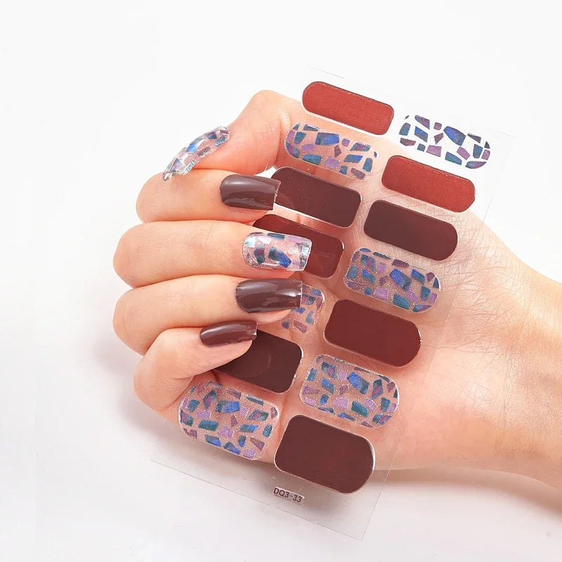Transform Your Nails with UV Semi-Cured Gel Nail Wraps - Long-Lasting French Full Cover Stickers for Stunning Nail Extensions