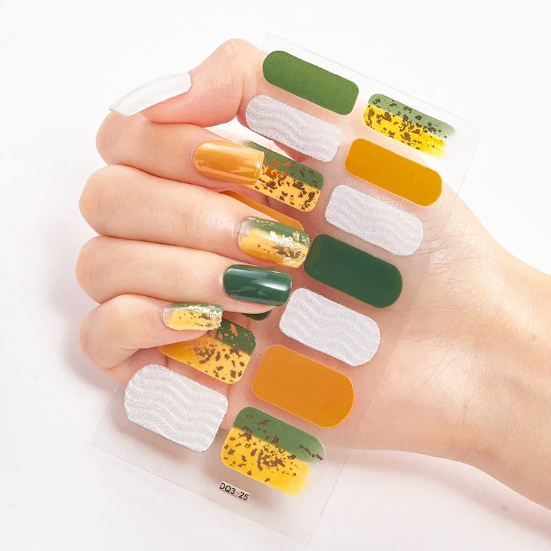Transform Your Nails with UV Semi-Cured Gel Nail Wraps - Long-Lasting French Full Cover Stickers for Stunning Nail Extensions
