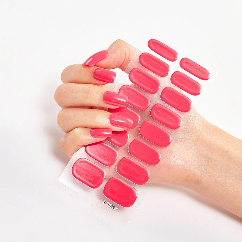 Transform Your Nails with UV Semi-Cured Gel Nail Wraps - Long-Lasting French Full Cover Stickers for Stunning Nail Extensions