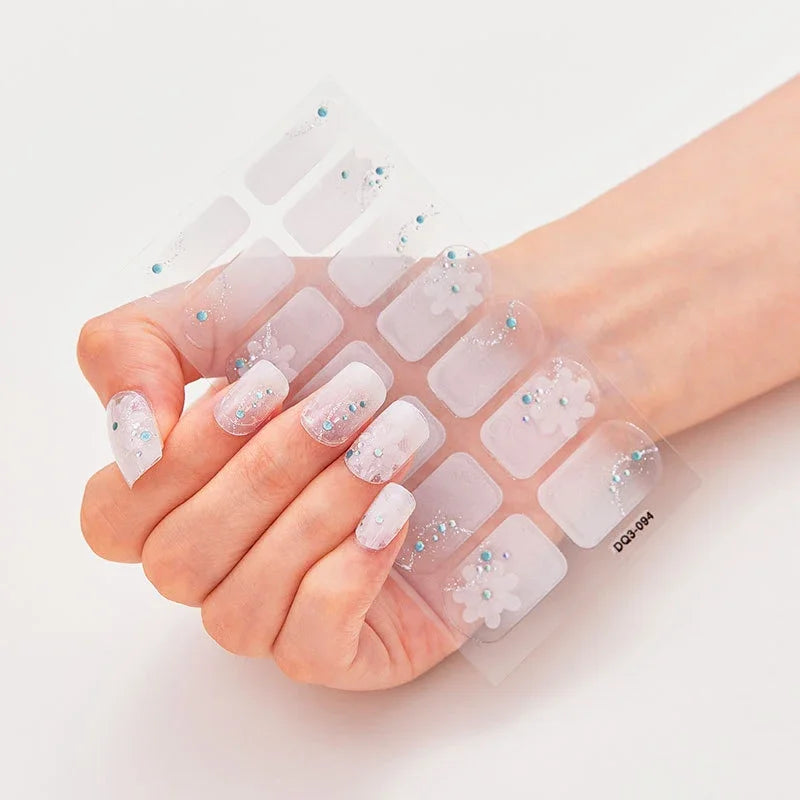 Transform Your Nails with UV Semi-Cured Gel Nail Wraps - Long-Lasting French Full Cover Stickers for Stunning Nail Extensions