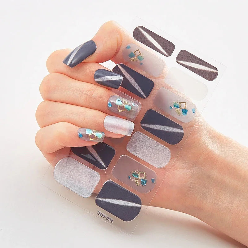 Transform Your Nails with UV Semi-Cured Gel Nail Wraps - Long-Lasting French Full Cover Stickers for Stunning Nail Extensions