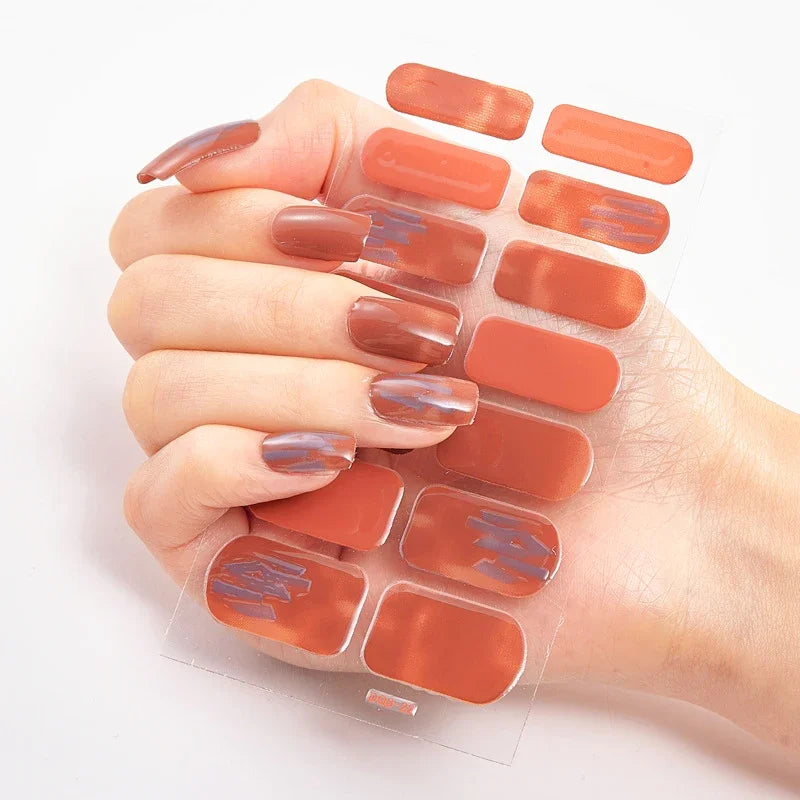 Transform Your Nails with UV Semi-Cured Gel Nail Wraps - Long-Lasting French Full Cover Stickers for Stunning Nail Extensions