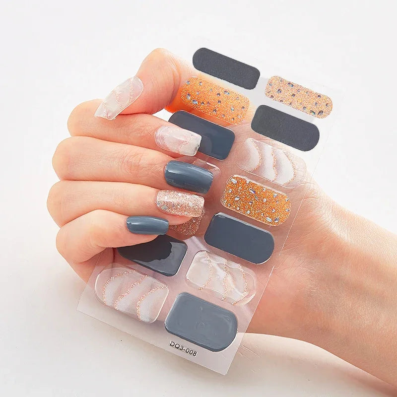 Transform Your Nails with UV Semi-Cured Gel Nail Wraps - Long-Lasting French Full Cover Stickers for Stunning Nail Extensions
