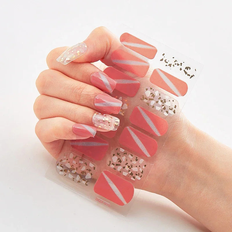 Transform Your Nails with UV Semi-Cured Gel Nail Wraps - Long-Lasting French Full Cover Stickers for Stunning Nail Extensions