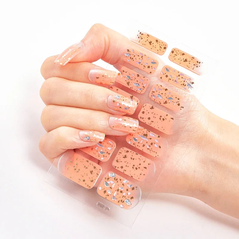 Transform Your Nails with UV Semi-Cured Gel Nail Wraps - Long-Lasting French Full Cover Stickers for Stunning Nail Extensions