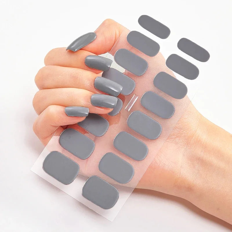 Transform Your Nails with UV Semi-Cured Gel Nail Wraps - Long-Lasting French Full Cover Stickers for Stunning Nail Extensions