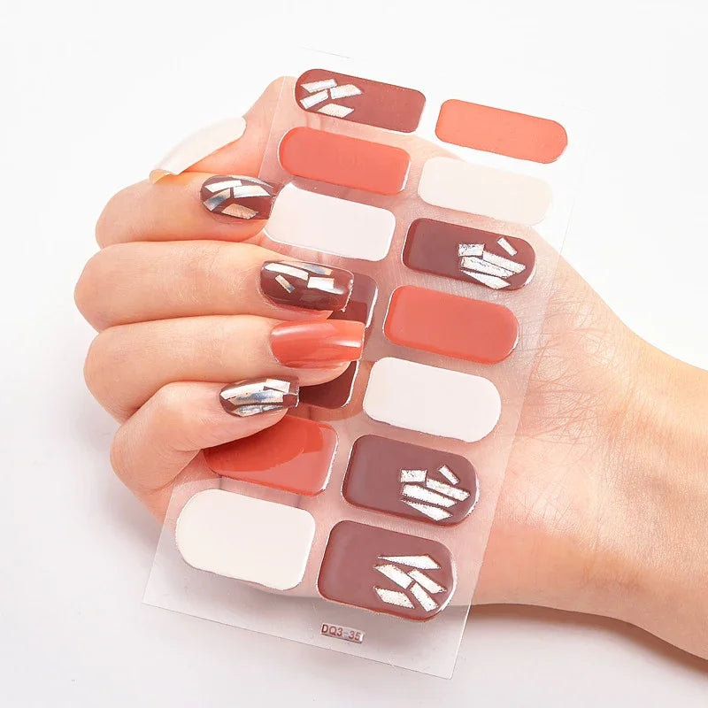 Transform Your Nails with UV Semi-Cured Gel Nail Wraps - Long-Lasting French Full Cover Stickers for Stunning Nail Extensions