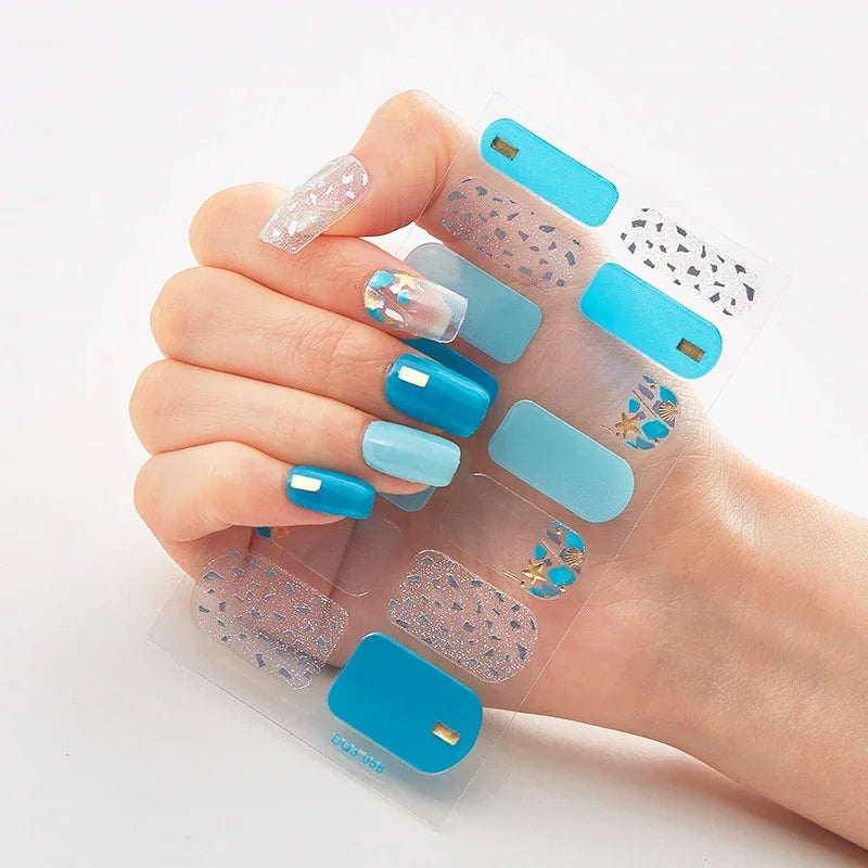 Transform Your Nails with UV Semi-Cured Gel Nail Wraps - Long-Lasting French Full Cover Stickers for Stunning Nail Extensions