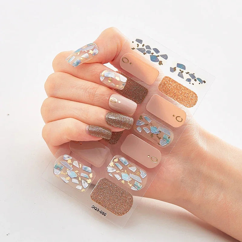 Transform Your Nails with UV Semi-Cured Gel Nail Wraps - Long-Lasting French Full Cover Stickers for Stunning Nail Extensions