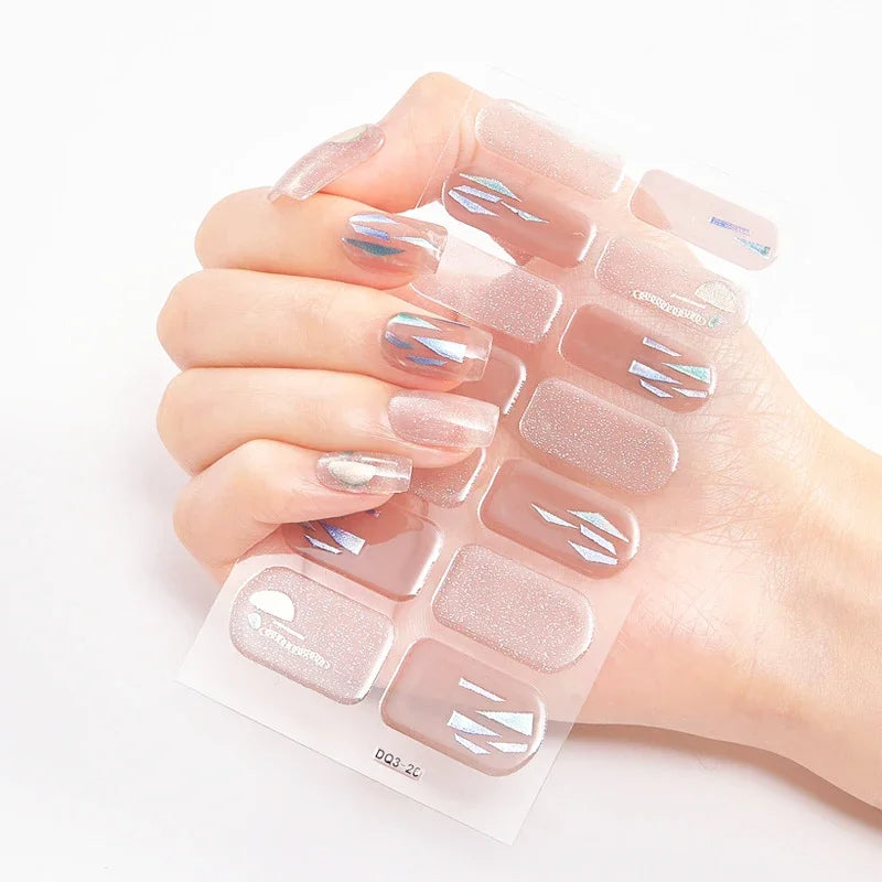 Transform Your Nails with UV Semi-Cured Gel Nail Wraps - Long-Lasting French Full Cover Stickers for Stunning Nail Extensions