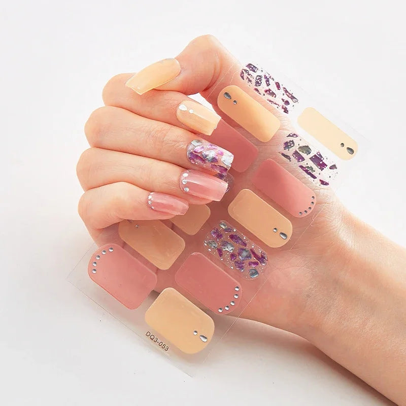 Transform Your Nails with UV Semi-Cured Gel Nail Wraps - Long-Lasting French Full Cover Stickers for Stunning Nail Extensions