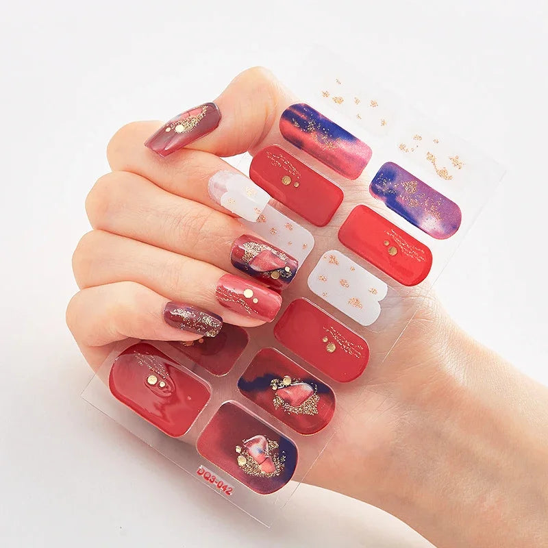 Transform Your Nails with UV Semi-Cured Gel Nail Wraps - Long-Lasting French Full Cover Stickers for Stunning Nail Extensions