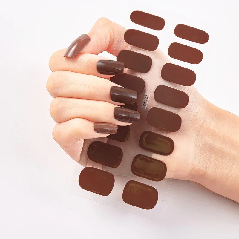 Transform Your Nails with UV Semi-Cured Gel Nail Wraps - Long-Lasting French Full Cover Stickers for Stunning Nail Extensions