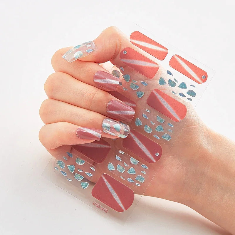 Transform Your Nails with UV Semi-Cured Gel Nail Wraps - Long-Lasting French Full Cover Stickers for Stunning Nail Extensions