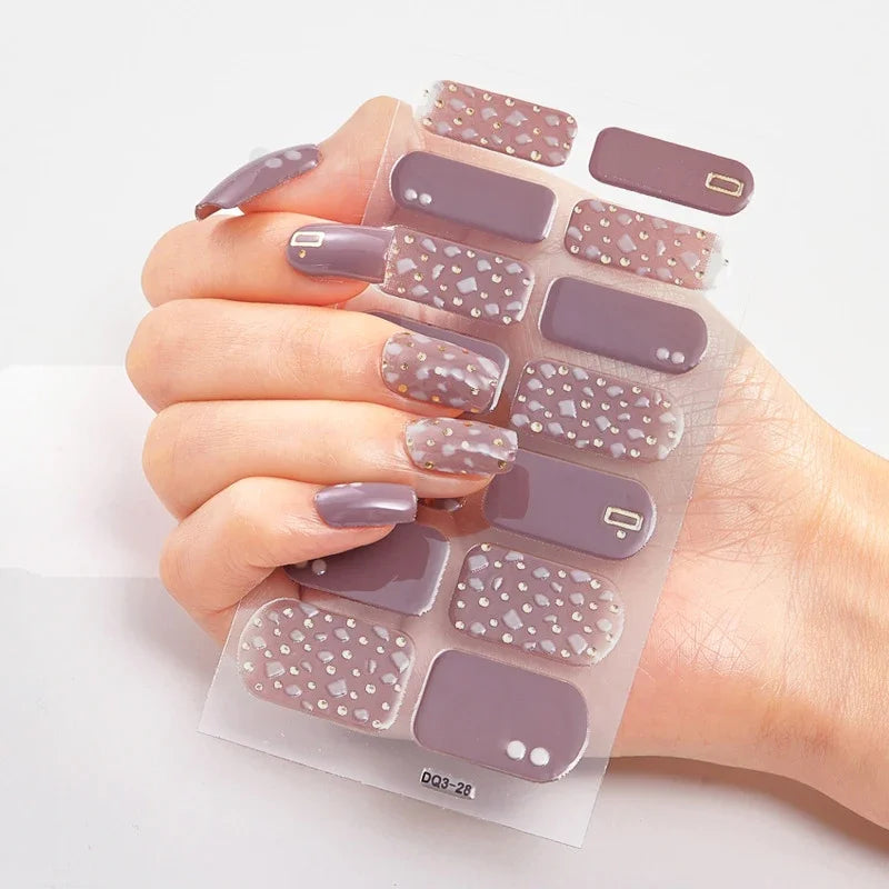 Transform Your Nails with UV Semi-Cured Gel Nail Wraps - Long-Lasting French Full Cover Stickers for Stunning Nail Extensions