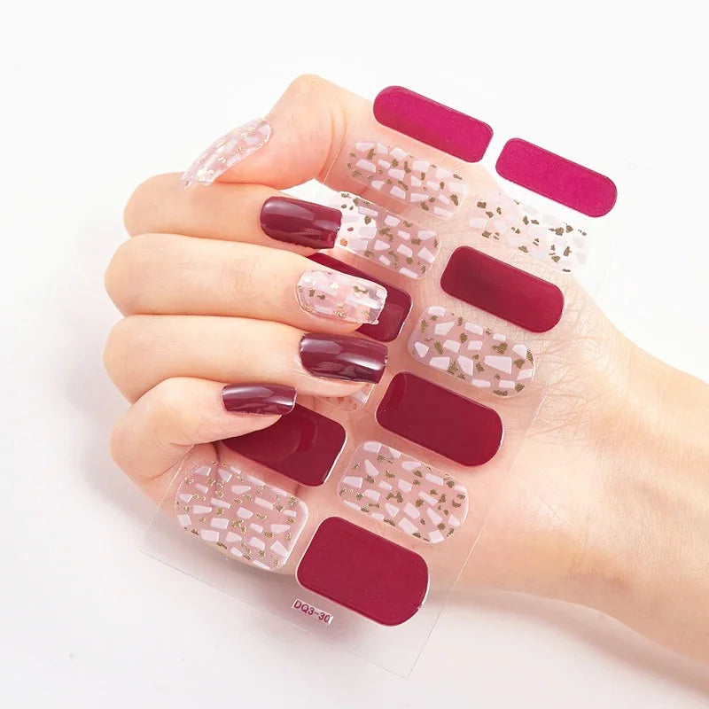 Transform Your Nails with UV Semi-Cured Gel Nail Wraps - Long-Lasting French Full Cover Stickers for Stunning Nail Extensions