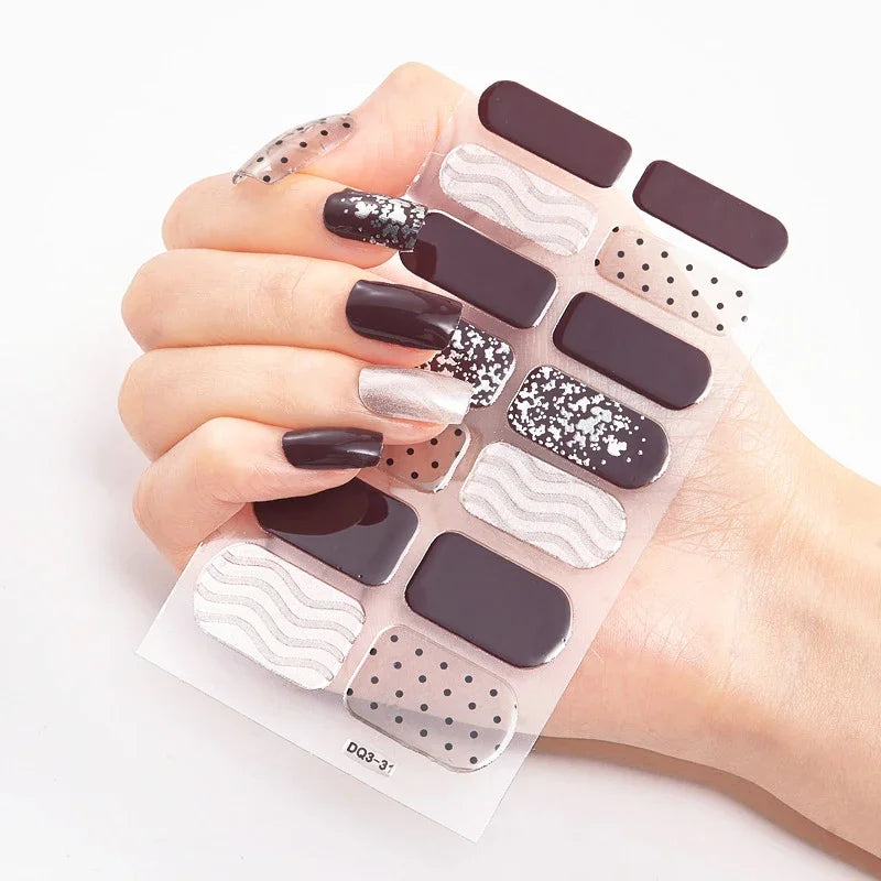 Transform Your Nails with UV Semi-Cured Gel Nail Wraps - Long-Lasting French Full Cover Stickers for Stunning Nail Extensions