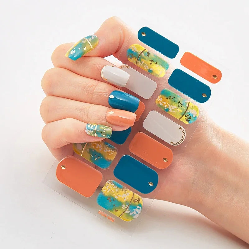 Transform Your Nails with UV Semi-Cured Gel Nail Wraps - Long-Lasting French Full Cover Stickers for Stunning Nail Extensions