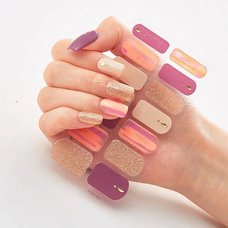 Transform Your Nails with UV Semi-Cured Gel Nail Wraps - Long-Lasting French Full Cover Stickers for Stunning Nail Extensions