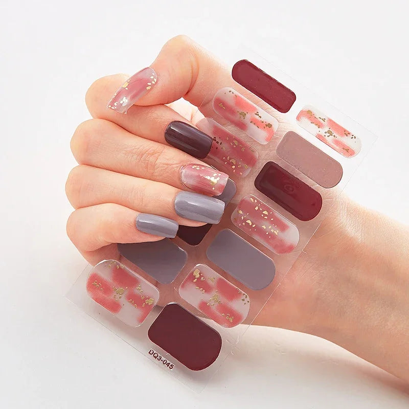Transform Your Nails with UV Semi-Cured Gel Nail Wraps - Long-Lasting French Full Cover Stickers for Stunning Nail Extensions