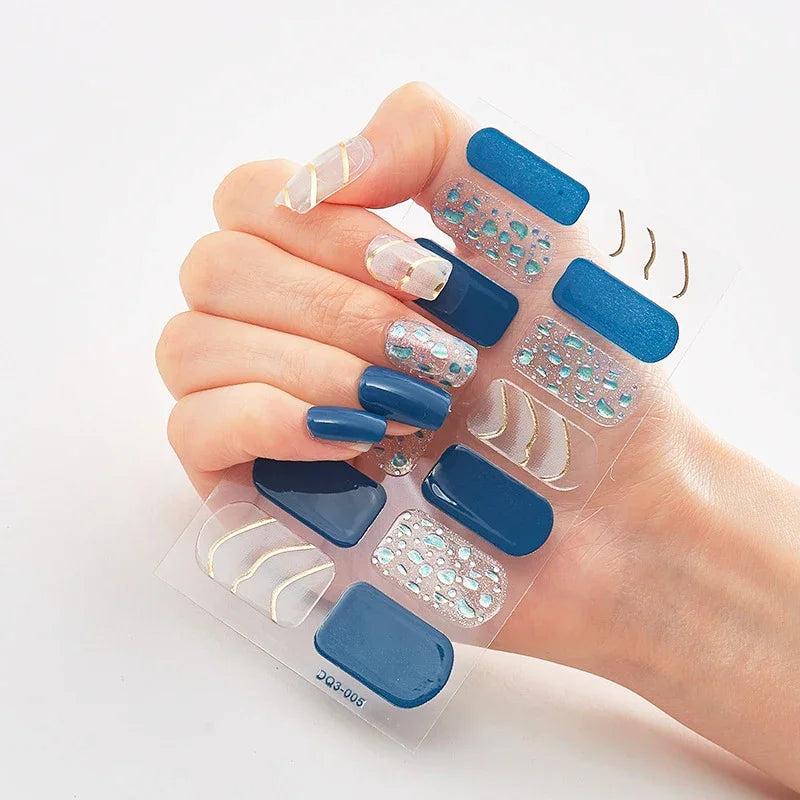 Transform Your Nails with UV Semi-Cured Gel Nail Wraps - Long-Lasting French Full Cover Stickers for Stunning Nail Extensions