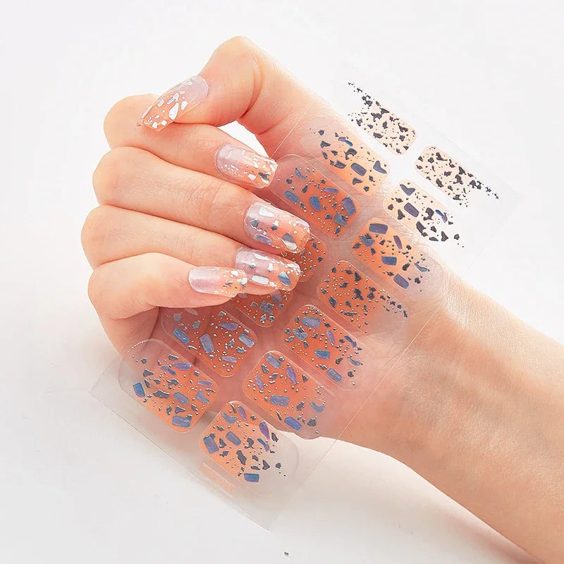 Transform Your Nails with UV Semi-Cured Gel Nail Wraps - Long-Lasting French Full Cover Stickers for Stunning Nail Extensions