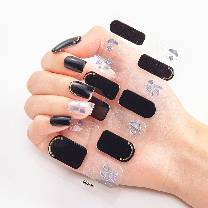 Transform Your Nails with UV Semi-Cured Gel Nail Wraps - Long-Lasting French Full Cover Stickers for Stunning Nail Extensions