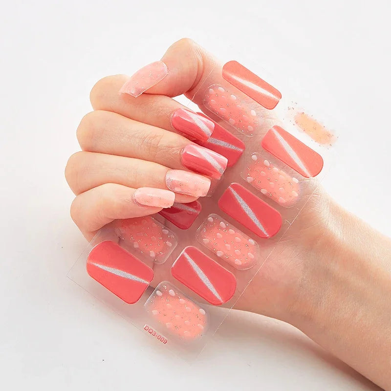 Transform Your Nails with UV Semi-Cured Gel Nail Wraps - Long-Lasting French Full Cover Stickers for Stunning Nail Extensions