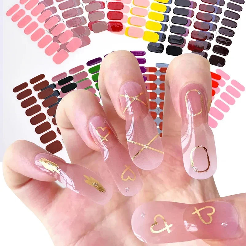 Transform Your Nails with UV Semi-Cured Gel Nail Wraps - Long-Lasting French Full Cover Stickers for Stunning Nail Extensions
